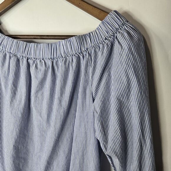 Beach Lunch Lounge Striped Cotton Off Shoulder Blouse Small - Picture 2 of 6